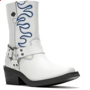 Harley-Davidson 7.5 Medium Boots Korsen 8-In White Motorcycle Harness Boots NWT